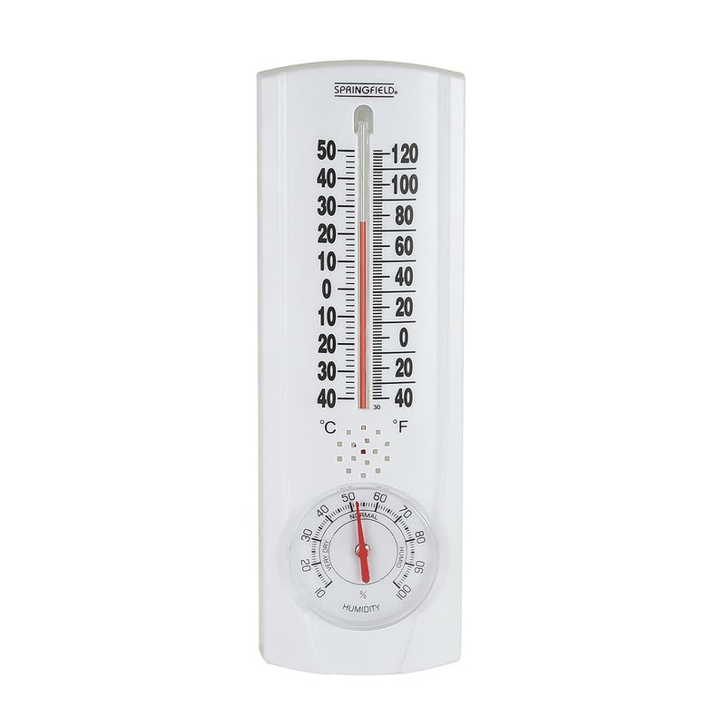 Springfield Vertical Thermometer and Hygrometer, Wireless Indoor Outdoor Thermometer, Humidity Meter for Patio, Garden, or Nursery area, 9.125-Inch, White - Image 1